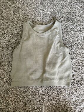 Ribbed Olive Green Sleeveless Cropped Tank Top